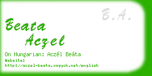 beata aczel business card